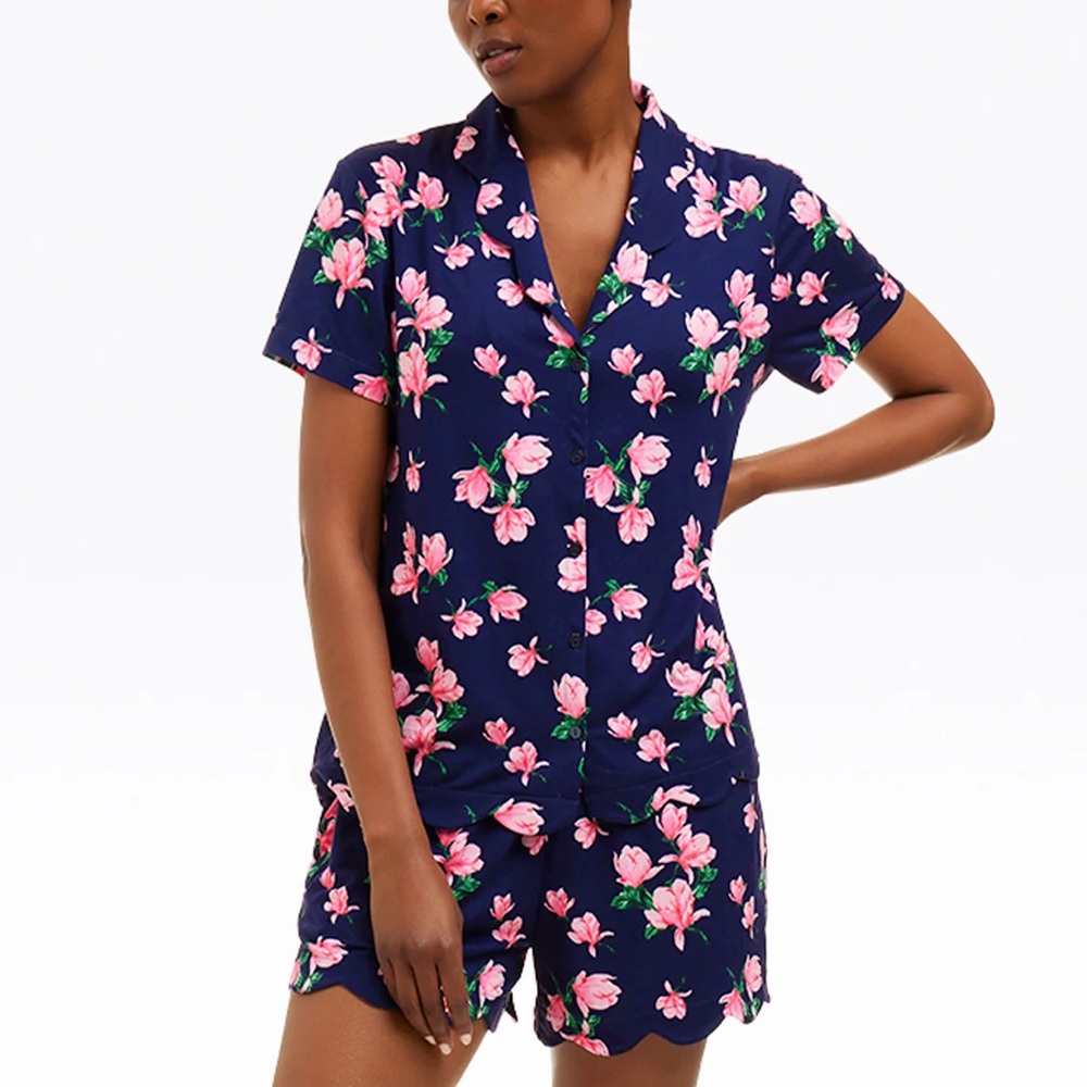 Scallop Sara Pajama Set in Magnolia Buds